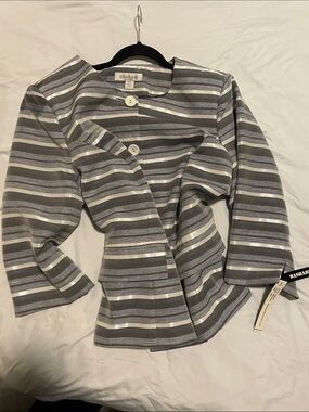 Danillo Gray Striped Women's Blazer Jacket